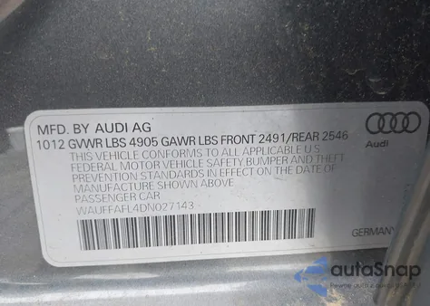 2013 Audi A4 2.0T Premium z USA, uszkodzony, nr VIN WAUFFAFL4DN027143